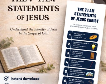 The Seven I AM Statements of Jesus Infographic | Digital Download for Bible Study and Memorization | Printable | Gospel of John | Evangelism