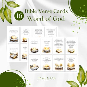 16 Cartões com Versículos Bíblicos para Imprimir | Cartões com as Escrituras da Palavra de Deus | Download Digital | Presentes Baseados na Fé | Cartões Devocionais | Bíblia KJV