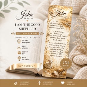 KJV Bible Printable Bookmark | John 10:14-16 | Christian Bookmark | Instant Download | Scripture Bookmark | Good Shepherd Verse | Bible Gift