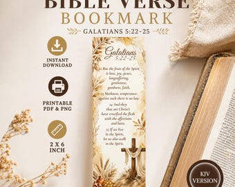 Bible Bookmark Digital Printable | Galatians 5:22-25 | The Fruit of the Spirit | Christian Gift | KJV Scripture Bookmark | Instant Download