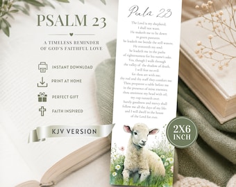 Psalm 23 Bookmark Printable | Christian Digital Download | The Lord Is My Shepherd | Bible Verse Bookmark | Christian Gift for Women