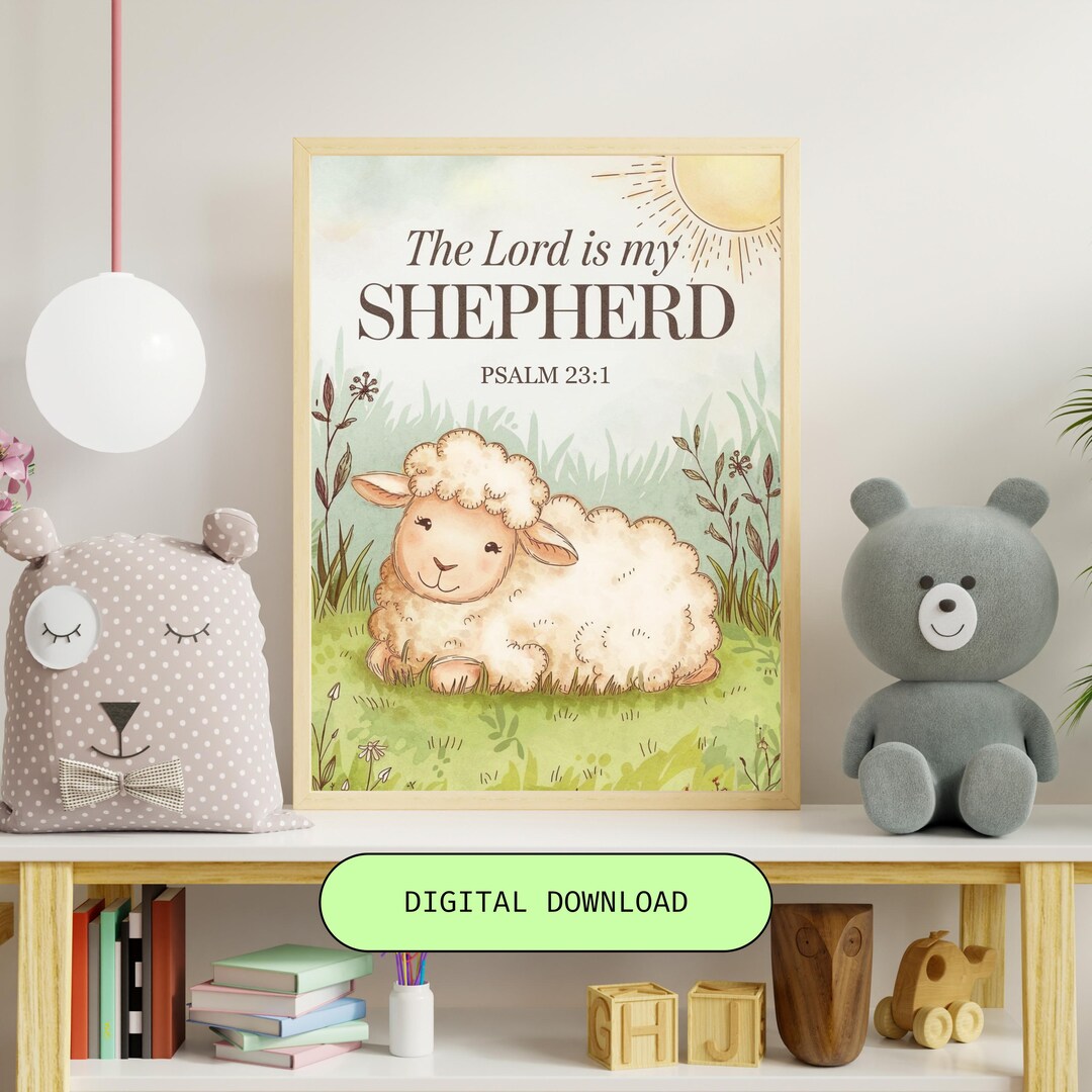 Psalm 23 Nursery Wall Art | the Lord is My Shepherd | Christian Baby ...