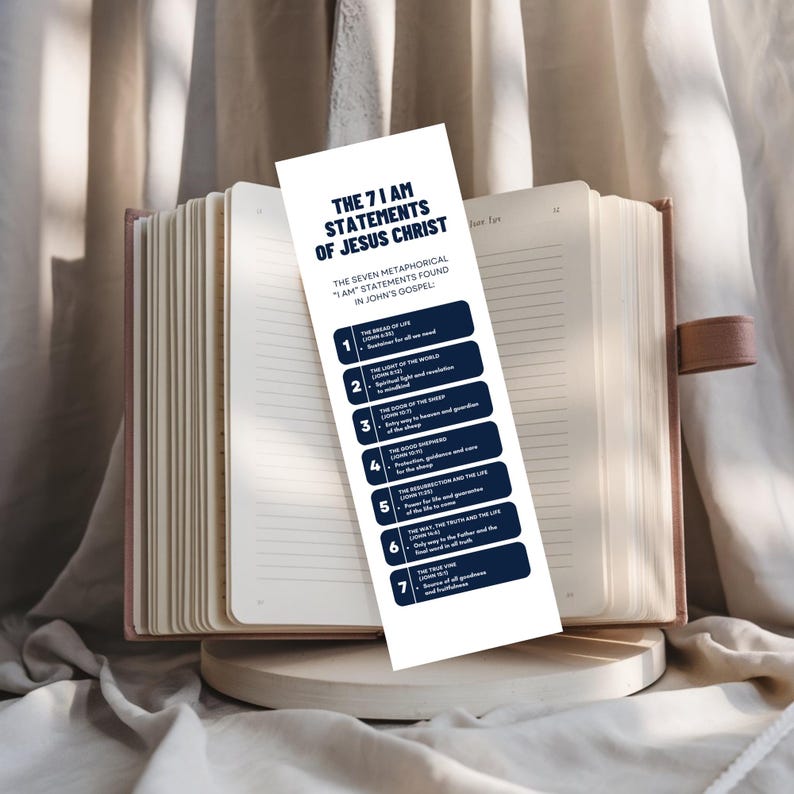The Seven I AM Statements of Jesus | Printable Bookmark | Digital ...