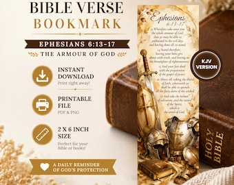 Ephesians 6:13-17 Digital Printable | The Armour of God Bookmark | KJV Bible Verse | Christian Gift | Instant Download | Bible Study
