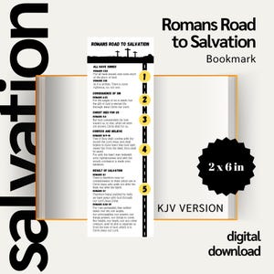 Romans Road to Salvation | Christian Bookmark | Printable Digital Download | KJV Bible Verses Infographic | Bible Study Tool | Gospel Tract