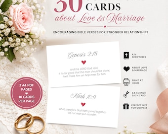 30 Love and Marriage Scripture Cards | KJV Bible | Christian Wedding Printable | Wedding Bible Verse Cards | Instant Download
