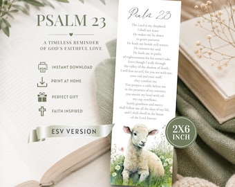 Psalm 23 ESV Bible Bookmark Printable | Christian Bookmark Instant Download | Scripture Bookmark | Printable Bible Verse Art | Faith Gift