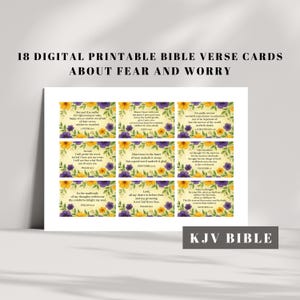 18 tarjetas con versículos bíblicos sobre el miedo y la preocupación: tarjetas bíblicas para aliviar la ansiedad / Tarjetas bíblicas cristianas RV / Tarjetas de ánimo imprimibles