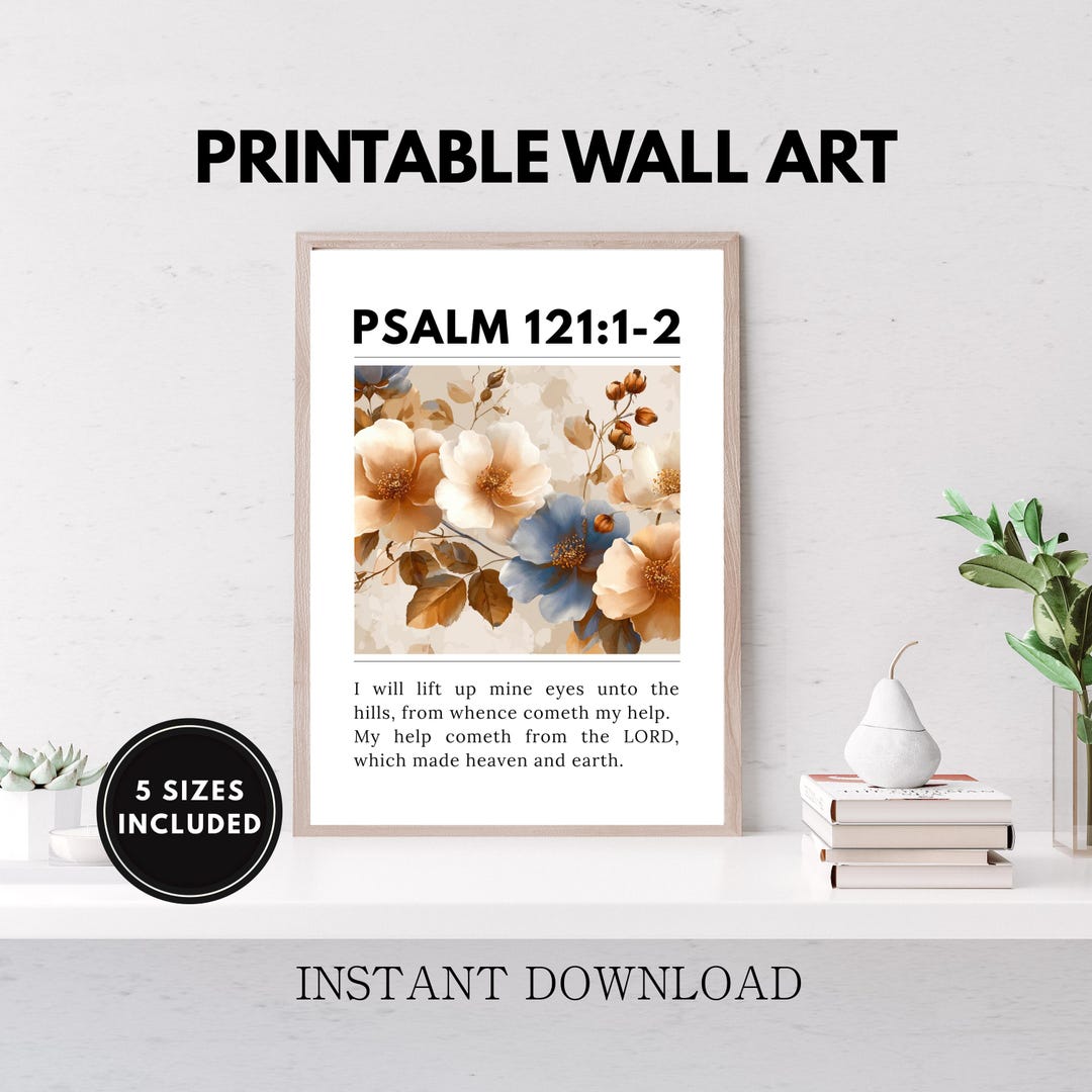 Psalm 121 Wall Art Printable, Bible Verse Decor, Christian Scripture ...