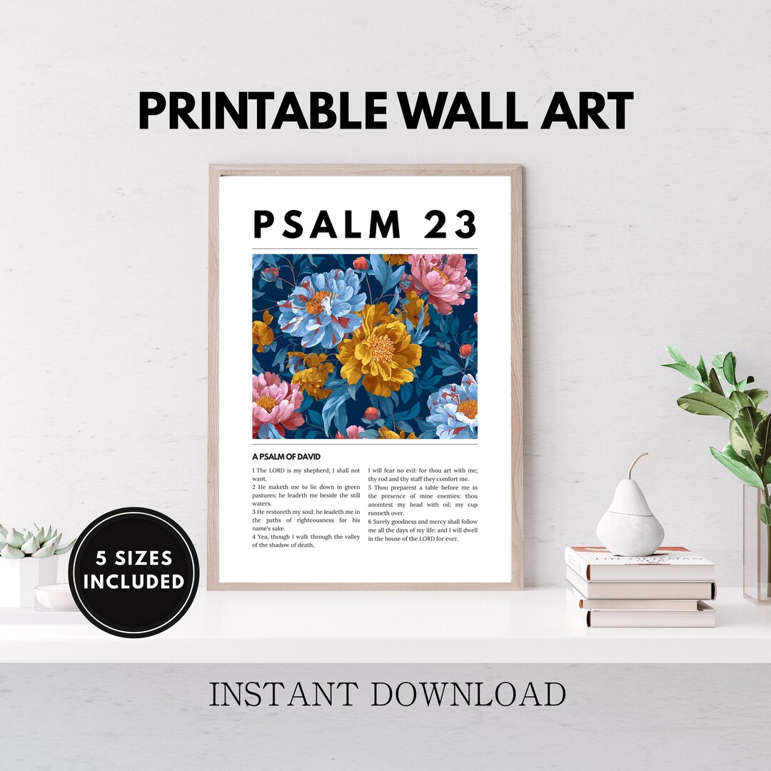 Psalm 23 Wall Art Printable | the Lord is My Shepherd | Scripture Print ...
