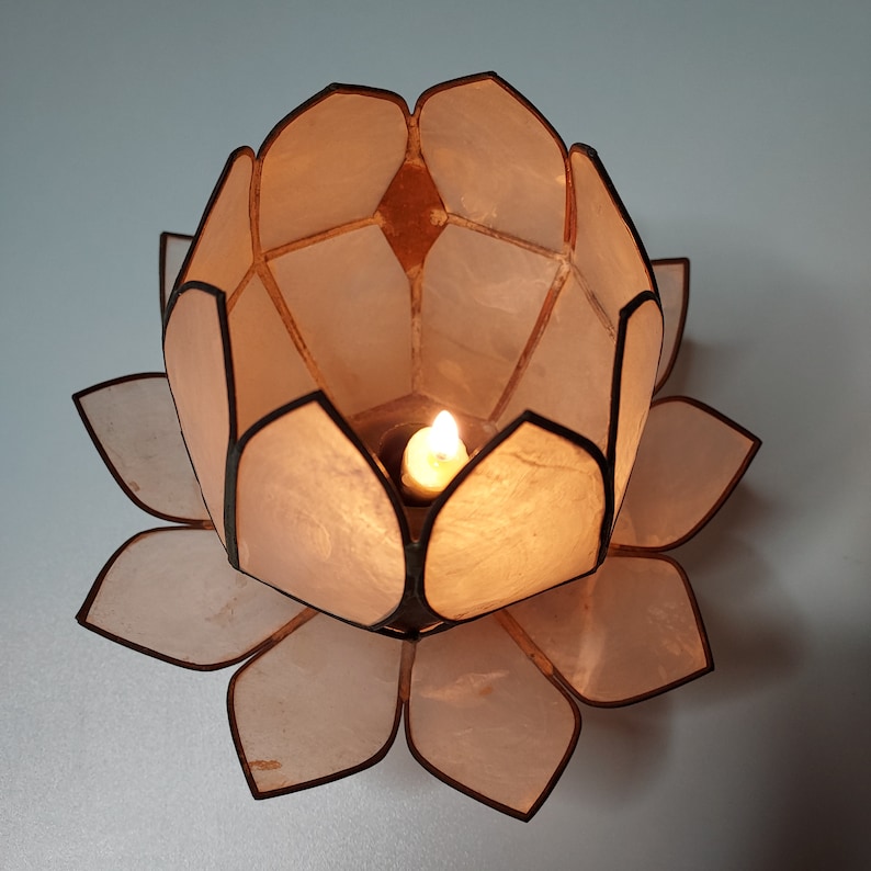 Capiz Shell Lotus Flower Votive Tea Light Candle Holder