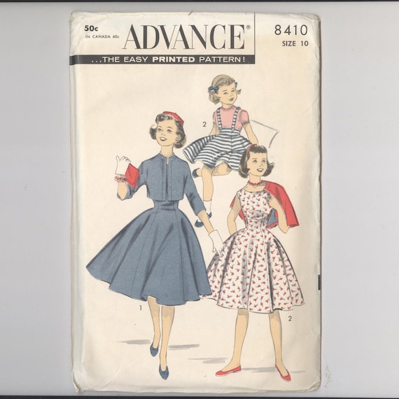 Vintage 1950's Advance 6410 Girl's Junior Dress With Self Belt or Ribbon  Sash Sewing Pattern, Size 13 - Etsy
