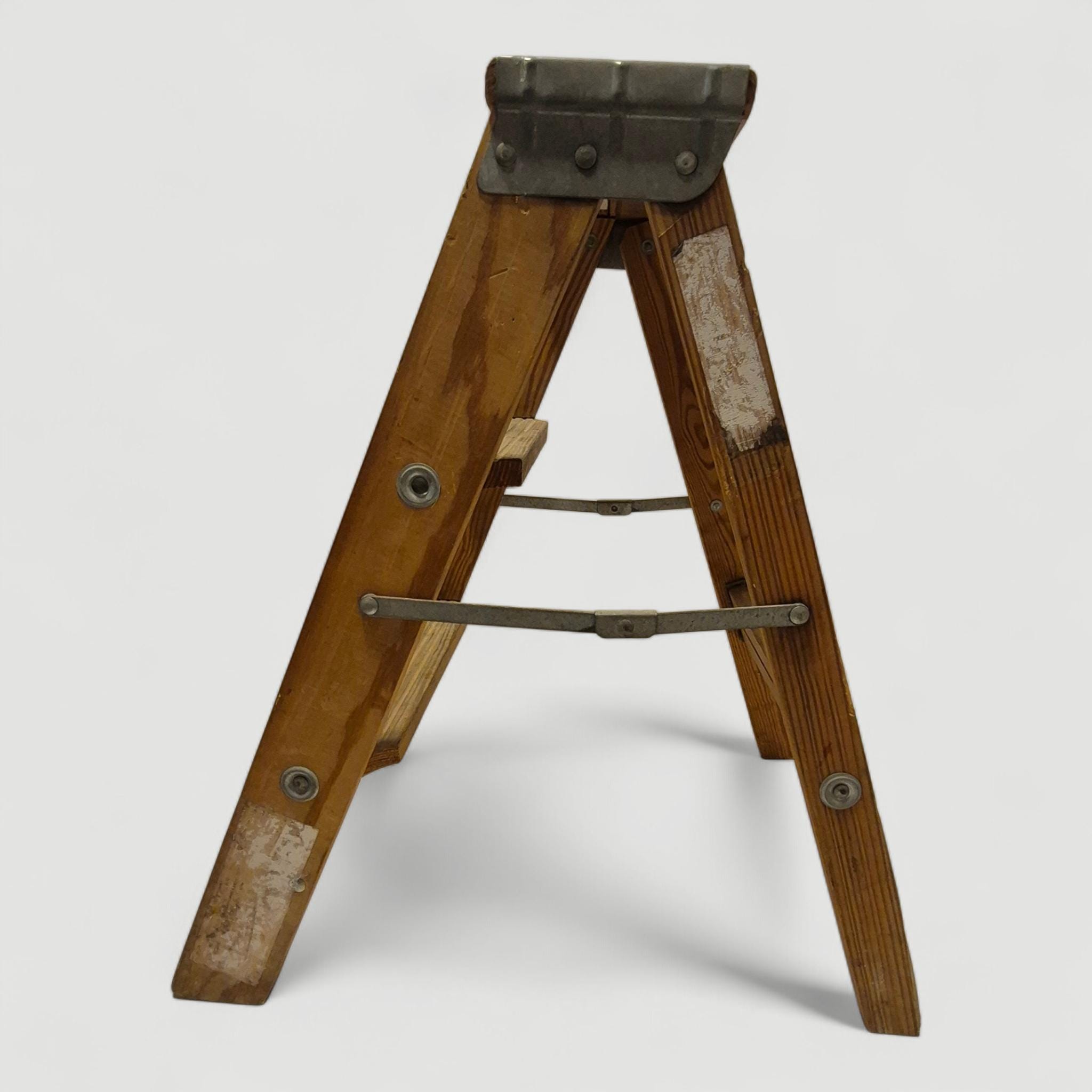 24" Tall Folding Wood Step Stool Ladder Plant Stand Photo Prop Semi ...