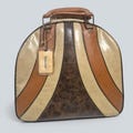 Vintage Brunswick Cute Retro Vinyl Bowling Bag Rock-A-Billy, Beige Brown Gold