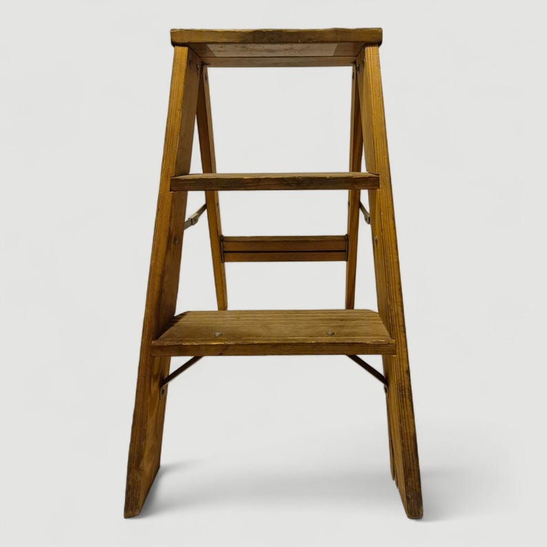 24" Tall Folding Wood Step Stool Ladder Plant Stand Photo Prop Semi ...