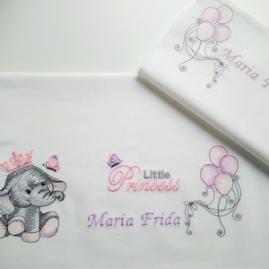 drap de berceau/brodé/ensemble anniversaire/ensemble bébé fille/garçon/drap personnalisé