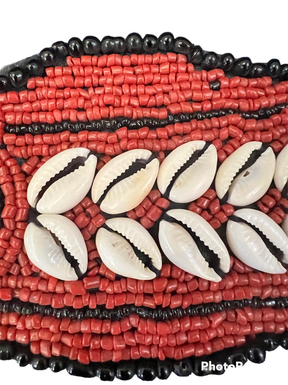 Vintage Tribal Cowrie Shells Beaded Belt With Tur… - image 5
