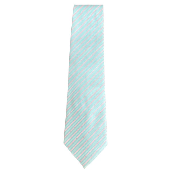 Vintage Hermes Men’s Silk Neck Tie. Paris. Blue and Pink