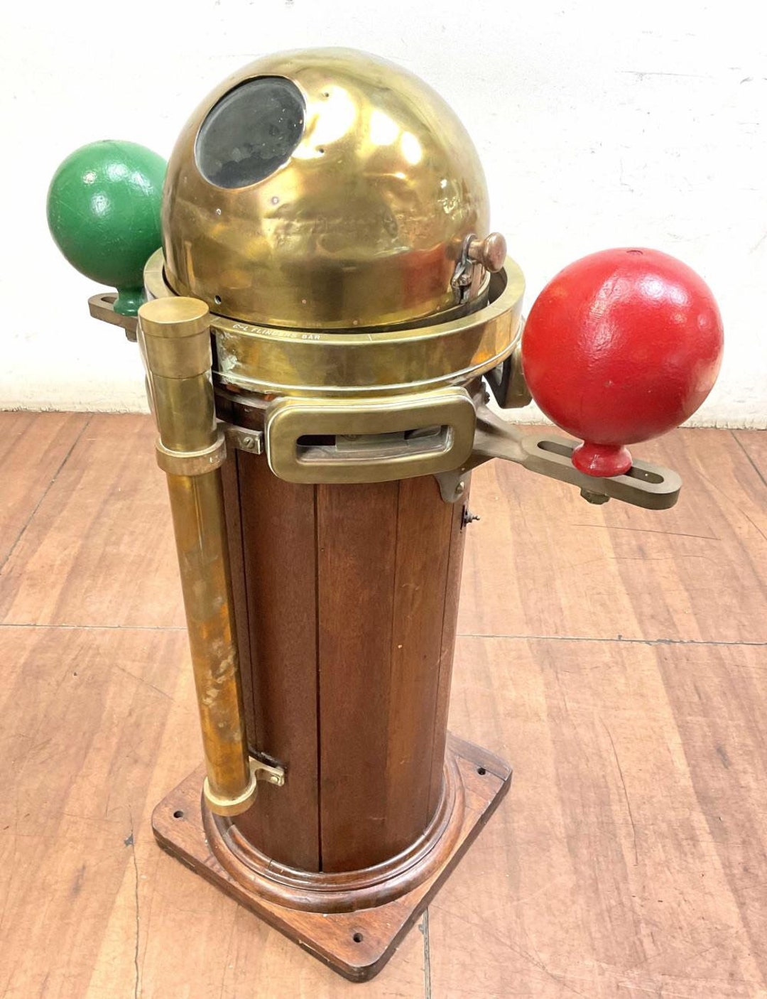 Antique A. Lietz 45 Ships Binnacle S/N 23657 Mahogany Glass, NEPTUN