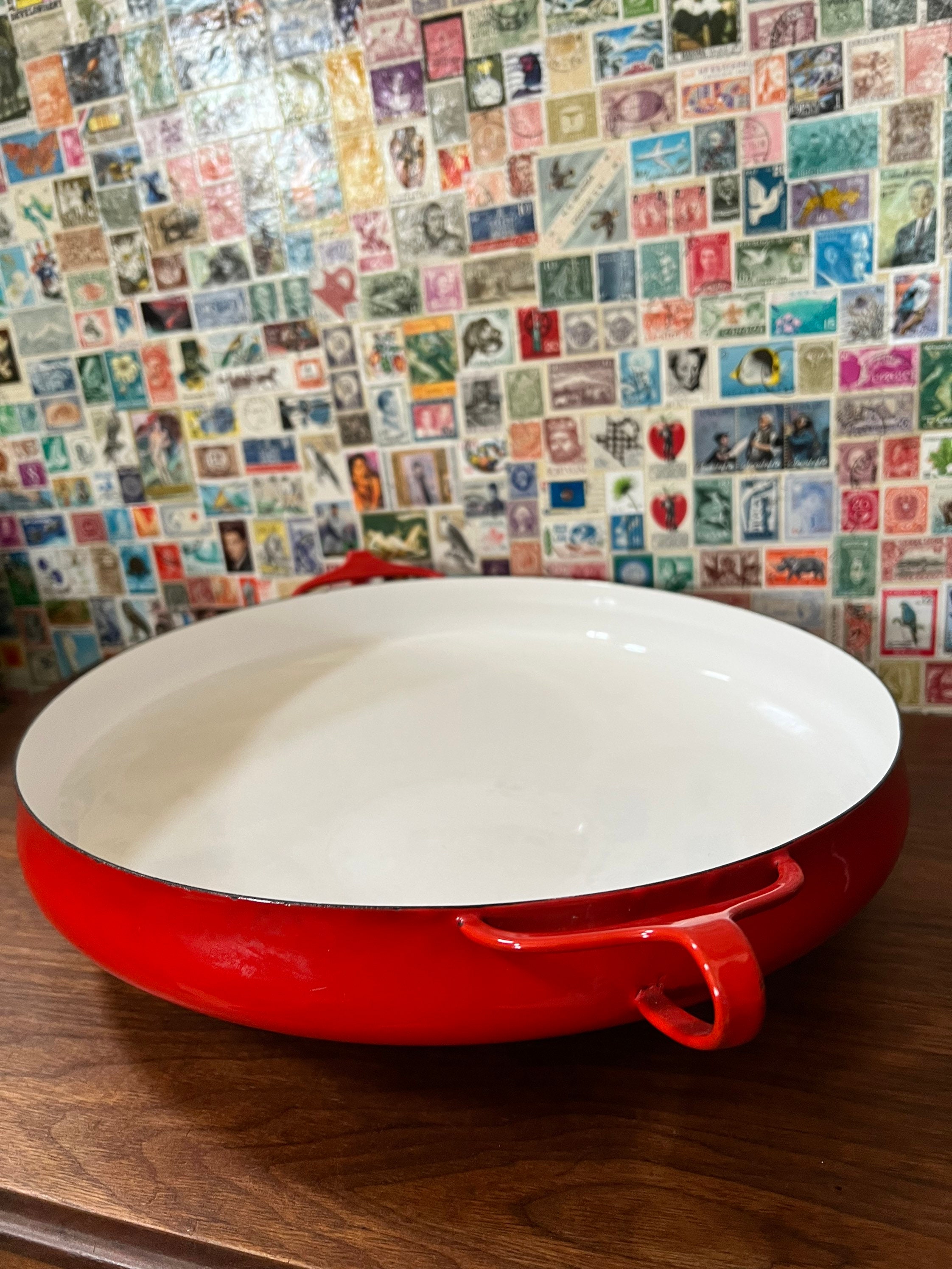 Vintage Dansk Kobenstyle Red Enamel Skillet Pan and Lid Designed by - Ruby  Lane