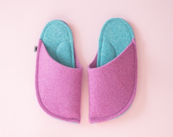 Handmade Wool Felt Slippers: Orchid Purple, Arch Support