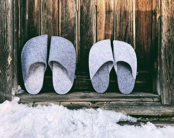 Wool Slippers Unisex - Felt Slippers - Indoor Shoes