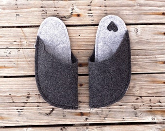Pantuflas de fieltro de lana hechas a mano para hombre: cómodas zapatillas de estar por casa