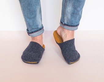 Wool Felt Slippers Men - Cozy House Shoes with Arch Support