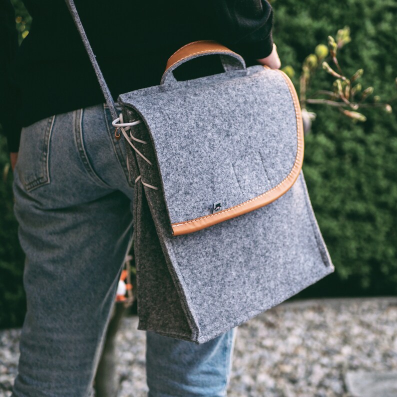 Handmade Messenger Bag Gray Shoulder Bag Etsy