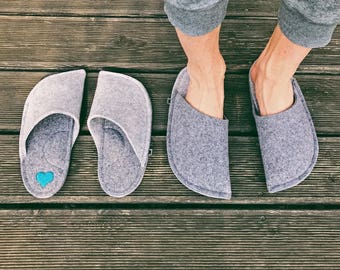Pantofole in feltro - Pantofole da uomo - Scarpe da casa grigie