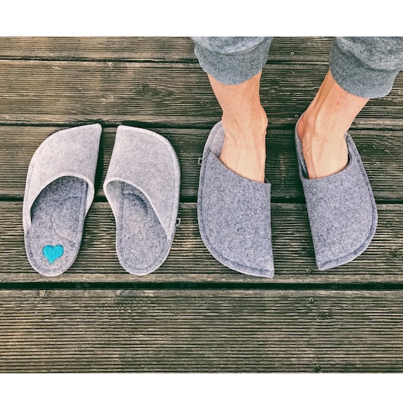 Felt Slippers Mens Slippers Grey House Shoes Etsy Australia