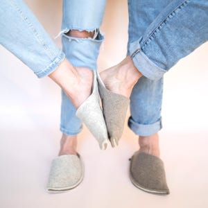 Parents Gift Idea - Felt House Shoes - Natural Slippers