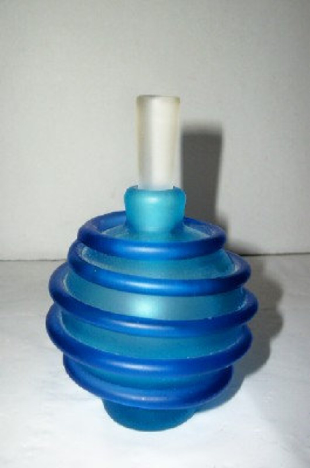 Signed Tommie Rush Art Glass Perfume Bottle Dauber Satin Blues Etsy