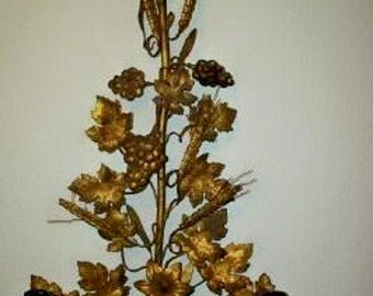 1800s French CHURCH ALTAR Gilt Bronze Candle Sconce 19th Century Large Grapes Wheat Aged RARE