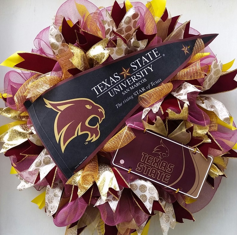 Texas State University San Marcos Bobcats Wreath Texas State Etsy Texas state university san marcos bobcats wreath texas state etsy