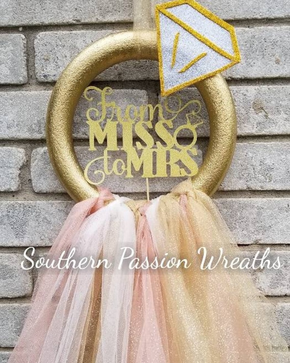 Bridal Shower Door Hanger Wreath Miss To Mrs Bride Be Wedding Gift Made Order