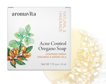 Aromavita Acne Control Soap with Oregano & Argan oils - Facial soap bar for clean and soft skin - 100% Natural