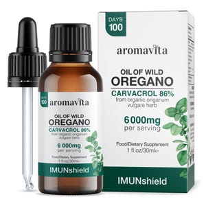 Aceite de orégano orgánico griego silvestre: 86-90 % de carvacrol IMUNshield - Apoyo estacional (30 ml)