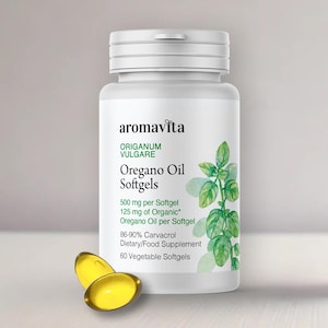 Veganes Oreganoöl Softgels - Pflanzliches, gentechnikfreies, Gluten-freies, natürliches Tagesergänzungsmittel - 60 Kapseln