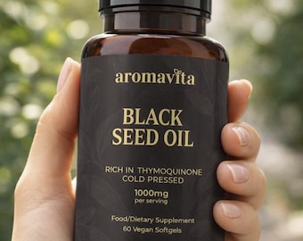 Cold-Pressed Black Seed Oil 1000mg – Vegan Softgels, Nigella Sativa for Immune Support.