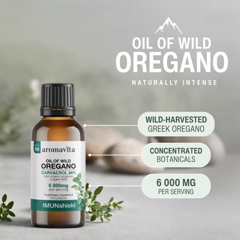 Wild Greek Organic Oregano Oil: 86-90% Carvacrol IMUNshield-Seasonal support (30ml) image 3