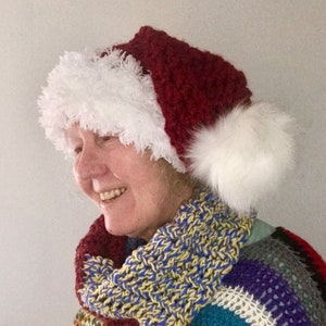 Crochet Pattern, Santa hat pattern,  Santa Crochet hat pattern, short and long versions, 2 in 1 PDF pattern, SlouchyBeanie,