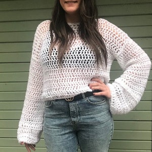 Crochet Pattern, CropTop,  Crochet crop top pattern, Summer top crochet pattern, long sleeve crop top, summer cover up crop top