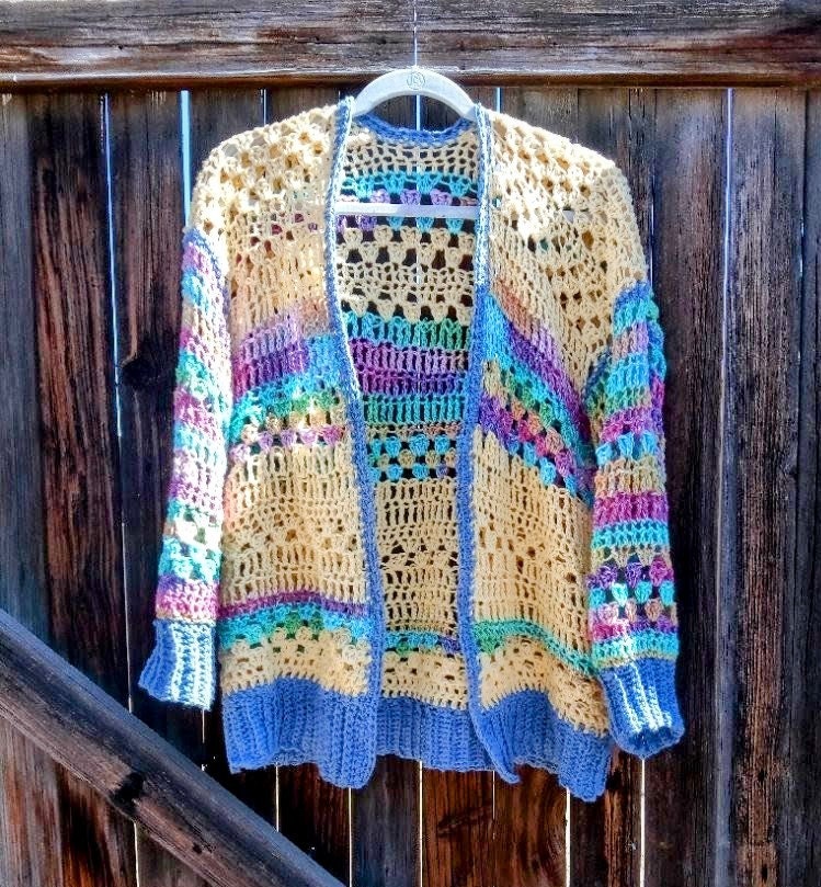 Ivory Sheer Cardigan - Oversized Cardigan - Open Crochet