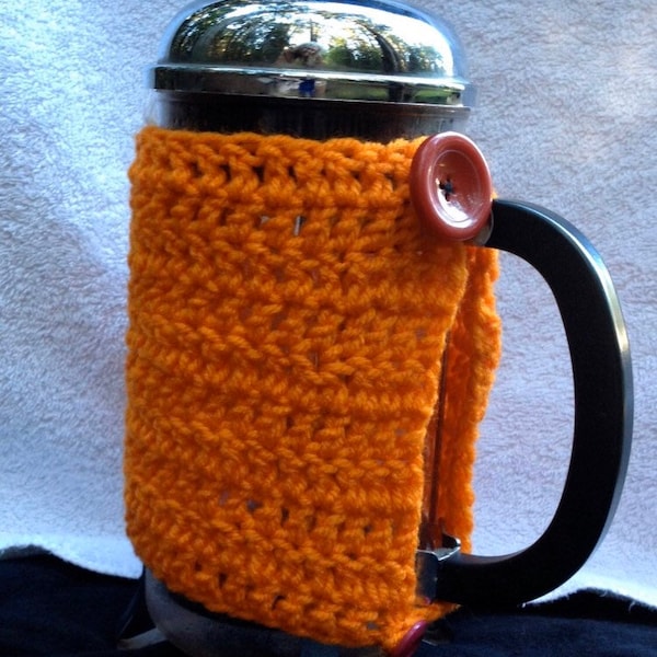 French Press Cozy Crochet Pattern, 2 in 1 pattern, 3 sizes included, Bodum cozy pattern,  Easy and Quick cozy pattern, coffee cozy