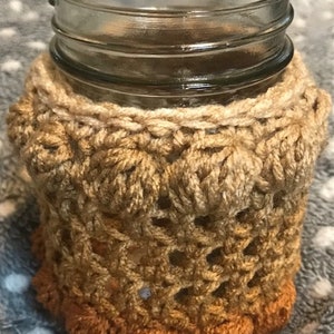 Mason Jar Cozy Crochet Pattern, mason jar cozy pattern,  Easy mason jar cozy pattern, mason jar cozy, crochet mason jar cozy