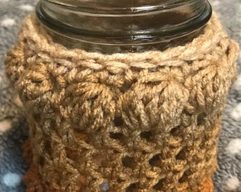 Mason Jar Cozy Crochet Pattern, mason jar cozy pattern,  Easy mason jar cozy pattern, mason jar cozy, crochet mason jar cozy