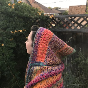 Crochet Pattern, Hooded pocket shawl, Boho style, crochet pocket shawl , crochet readers wrap pattern, hooded wrap with pockets pdf, wrap image 8