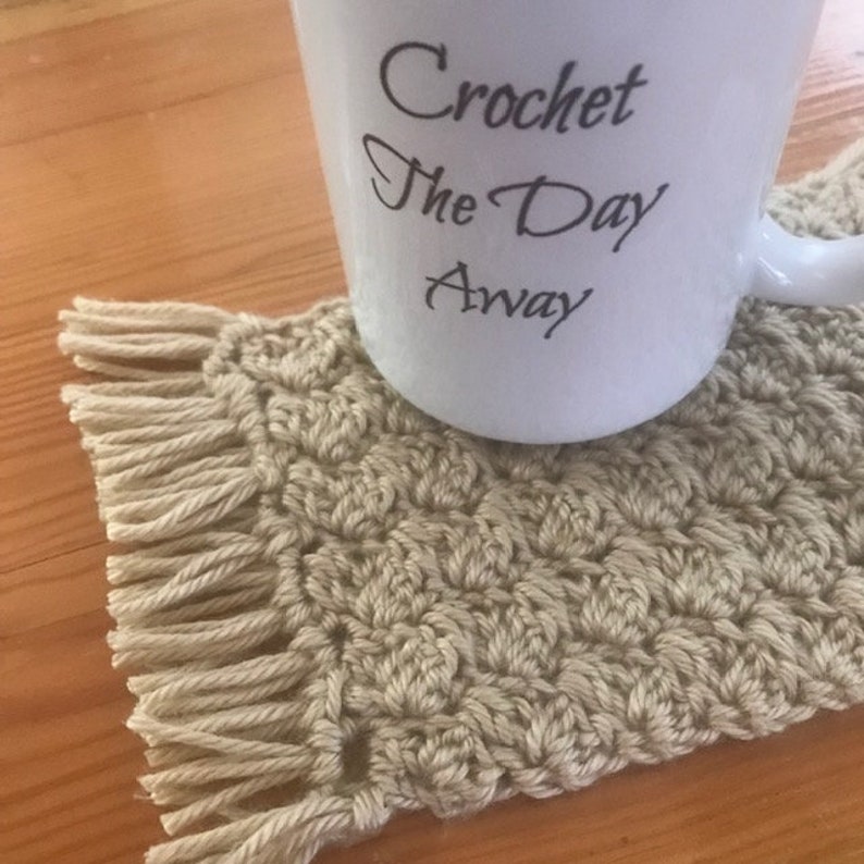 Mug Rug Crochet Pattern, Boho Mug Rug pattern, Easy and Quick mug rug crochet pattern, home decor crochet pattern image 2
