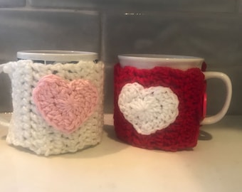 Heart Mug Cozy Crochet Pattern, crochet mug cozy pattern,   Easy and Quick cup cozy pattern, beginner friendly cup cozy crochet pattern